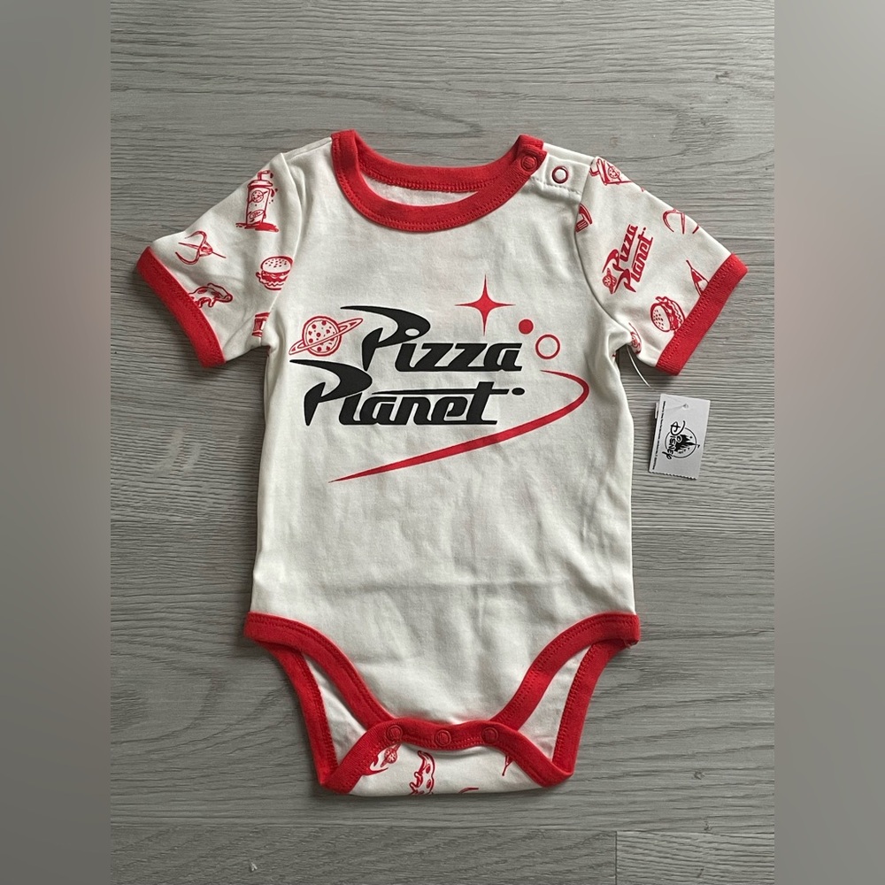 NEW Walt Disney Baby Pixar Toy Story Red/White‎ "Pizza Planet" Bodysuit